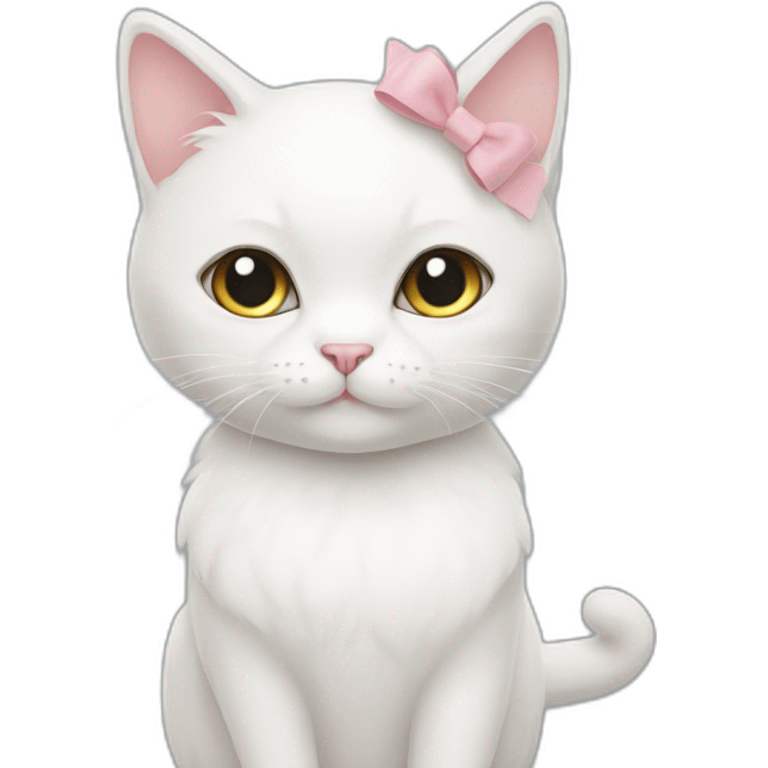 White cat with bow emoji