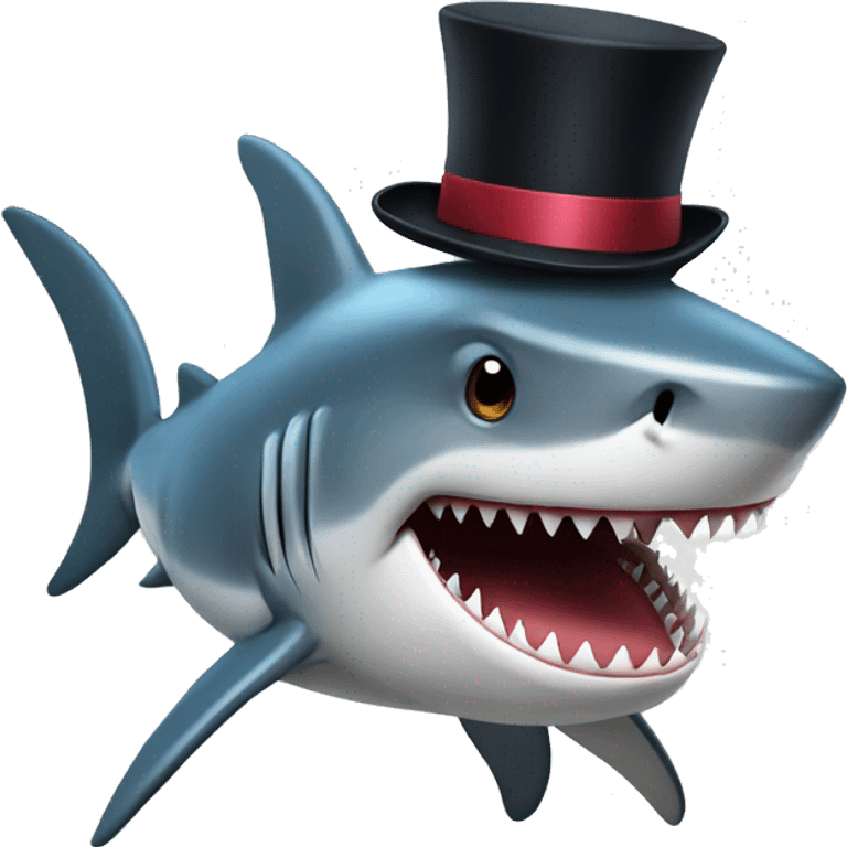 Shark with a top hat emoji