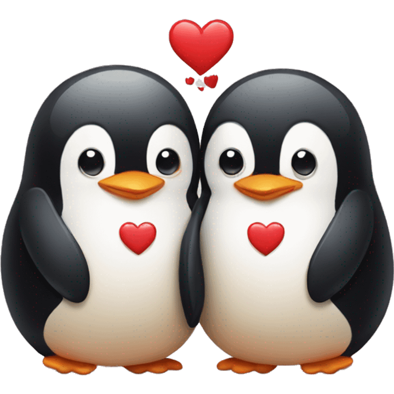 Penguin couple with heart emoji