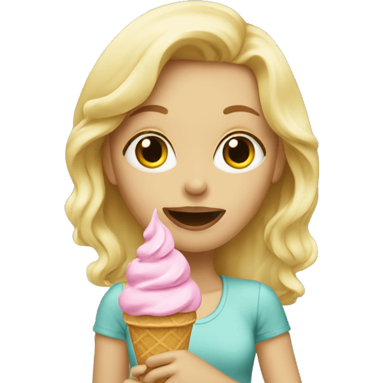 a blonde girl eating an ice cream  emoji