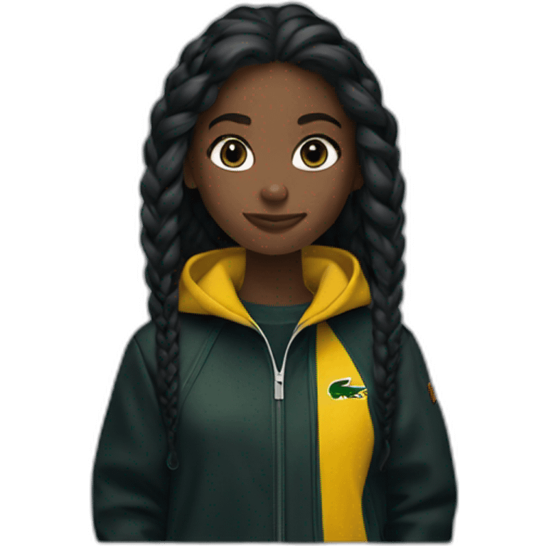 Lacoste bag black girl with long hair with black lacoste windbreaker emoji