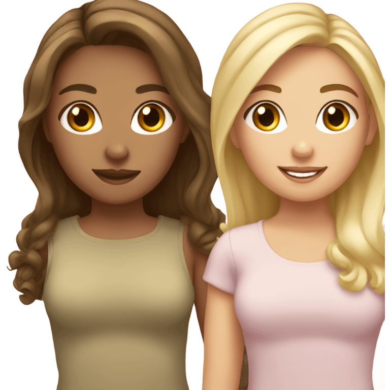 Sisters one brunette and blonde Caucasian  emoji