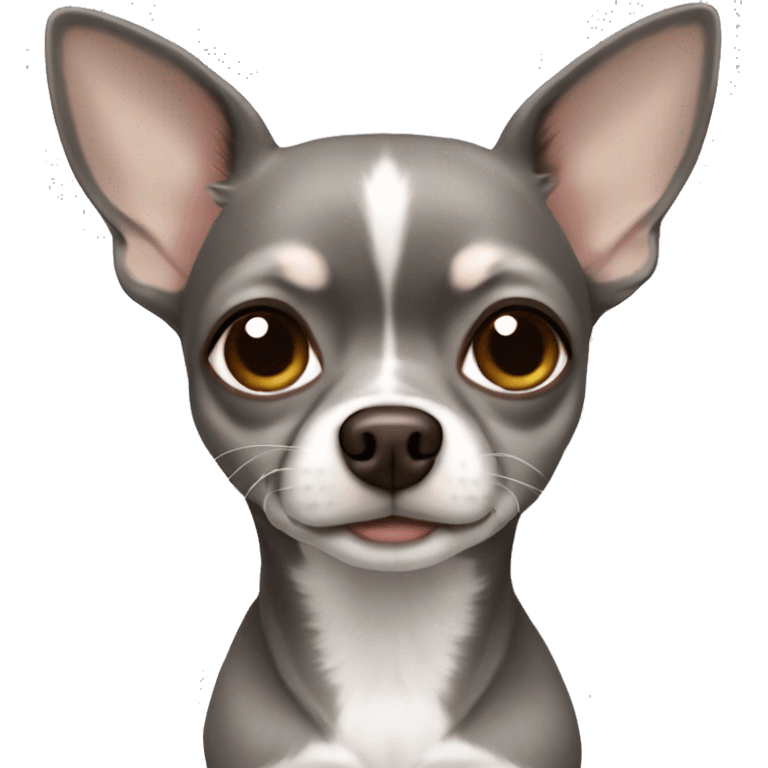 grey chihuahua with girl with brown hair emoji