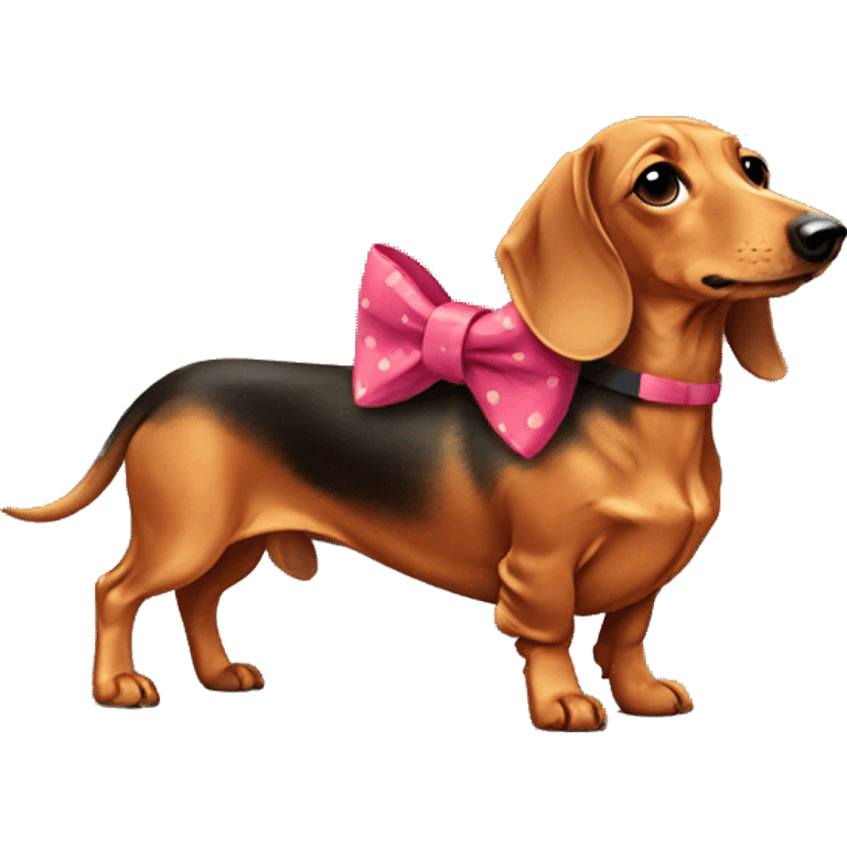 dachshund wearing a bow  emoji