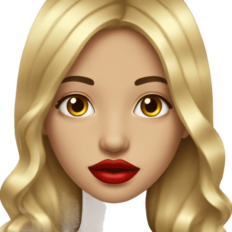 Beautiful girl gold hear and red lips emoji