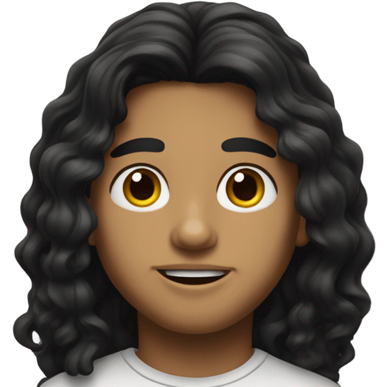 realistic portrait of a Mexican boy with long hair emoji