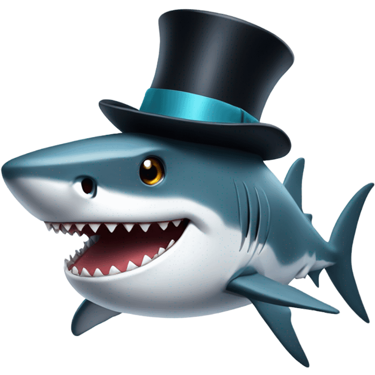 Shark with a top hat emoji