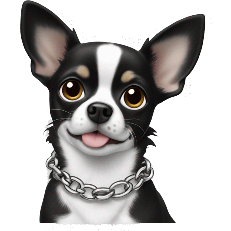 A black and white Chihuahua with BINKA chain emoji