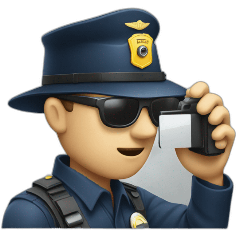 a blind policeman taking pictures of a crime emoji