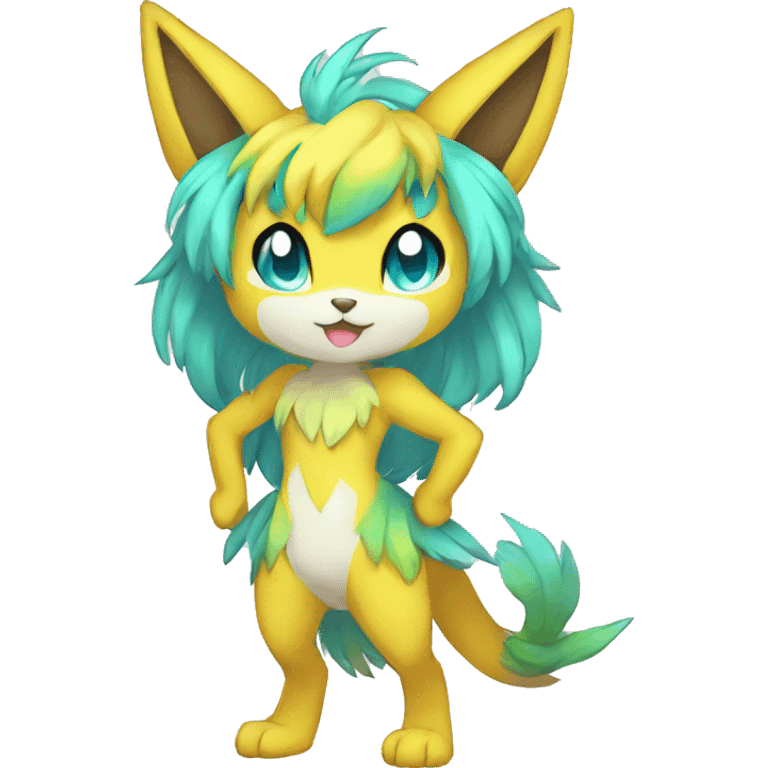 Anthro Sona Colorful Shiny Fakemon Full Body emoji