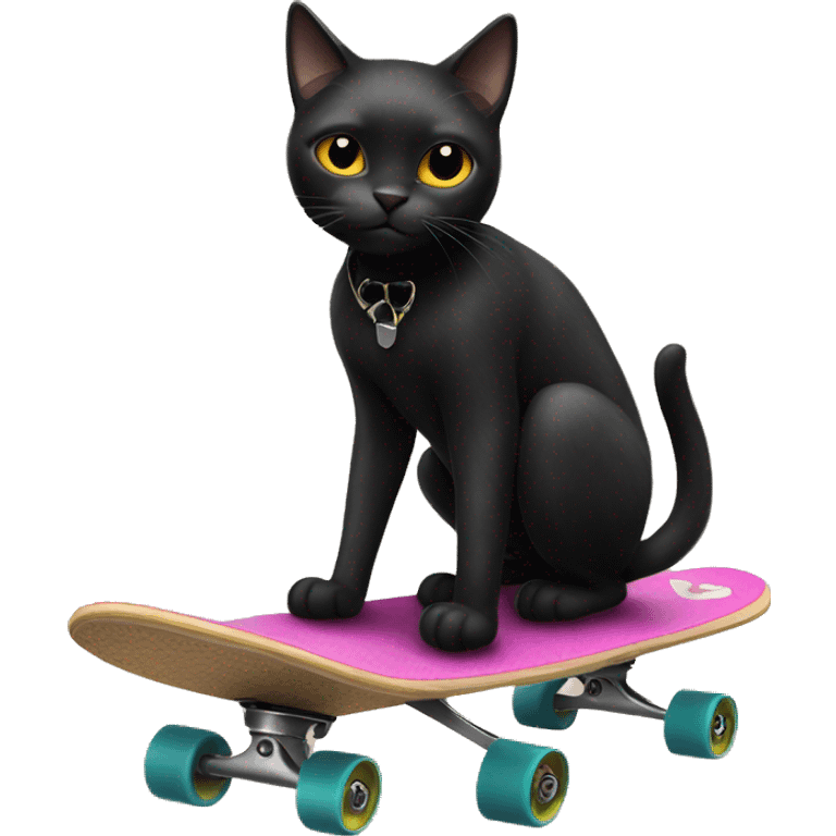 black cat on a skateboard emoji