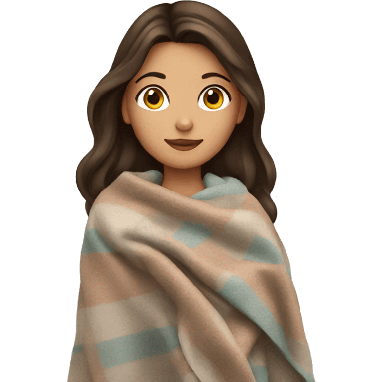 brunette girl with blanket emoji