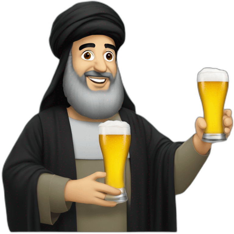 hasan nasrallah showering a beer emoji