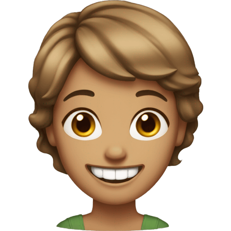 Brown short hair Woman with big teeth smile emoji