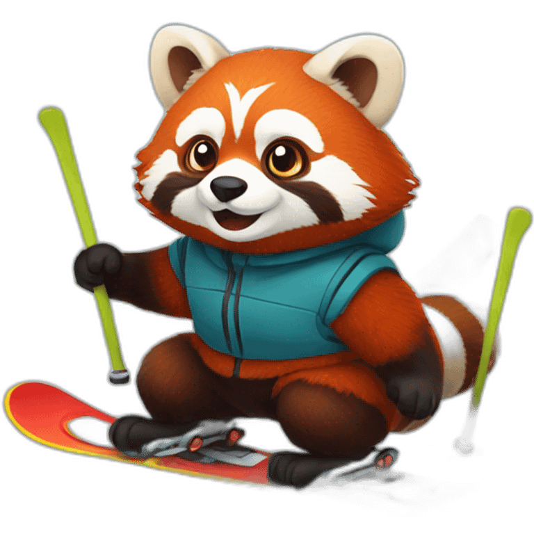 Red panda skiing emoji