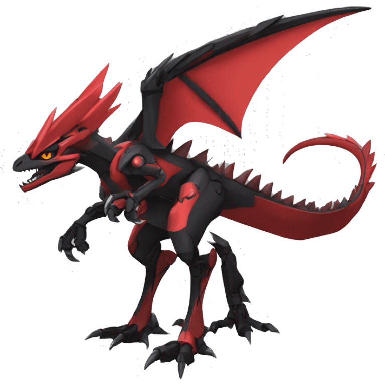  Cool Edgy Black Red Digimon-Fakemon-Guilmon-Velociraptor-Dragon-Mecha full body emoji