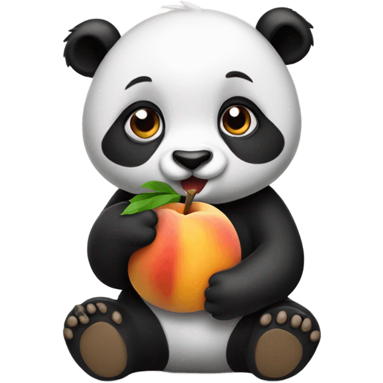 Panda eating peach emoji