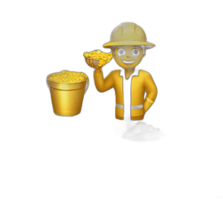 gold workers holding bucket full of gold nuggets emoji