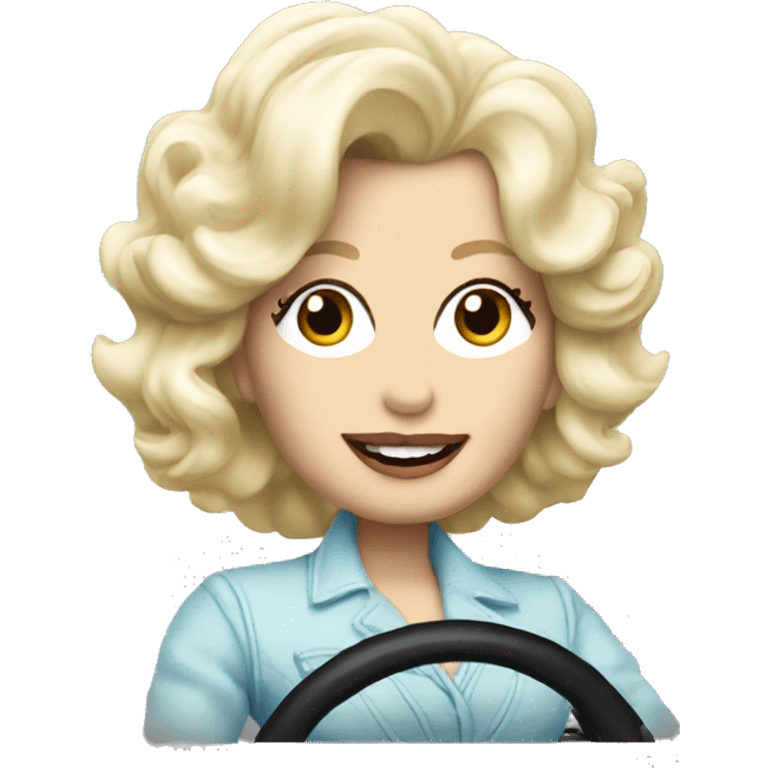 Dolly Parton driving a car emoji