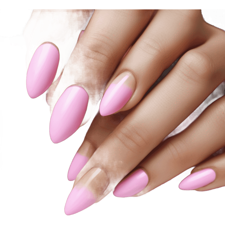 Almond shaped manicure with pink French tips emoji