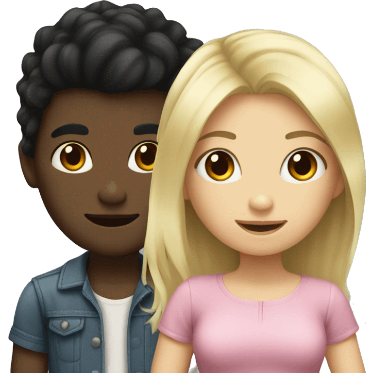 black hair boy and blonde hair girl emoji