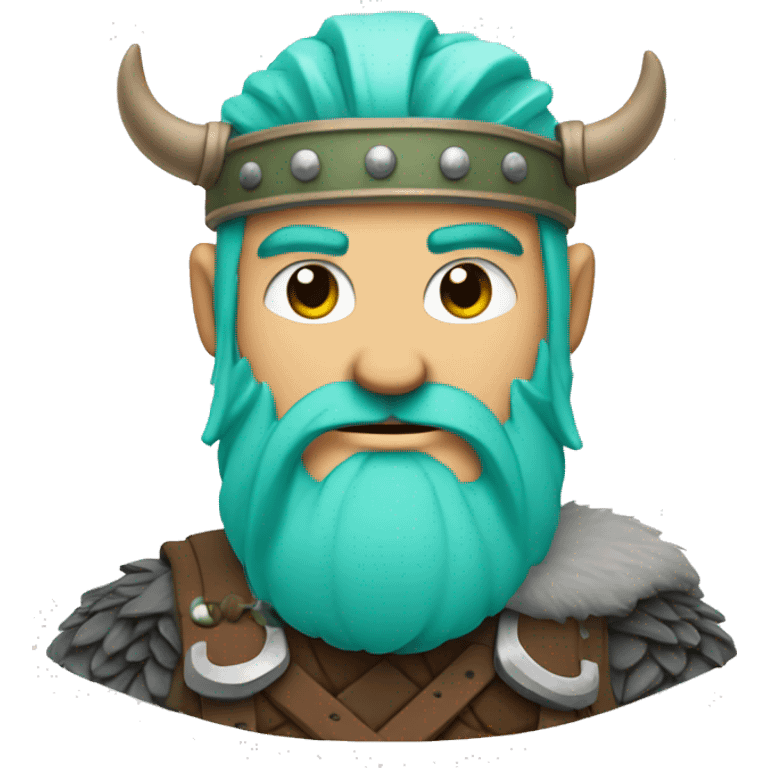 Winking Viking with cyan and green hair and beard emoji