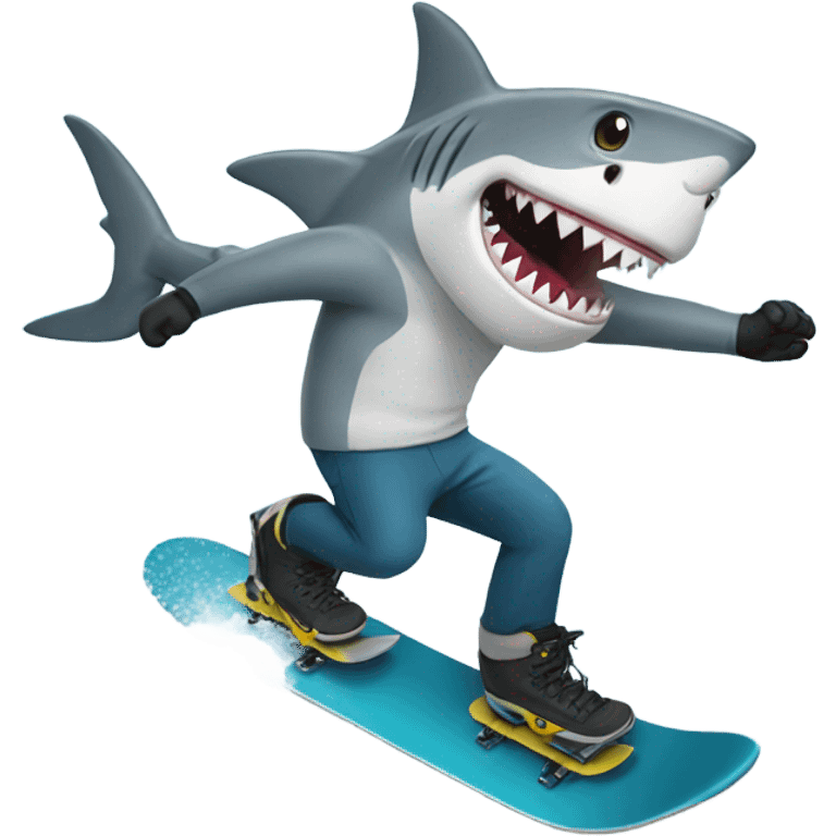 Shark snowboarding emoji