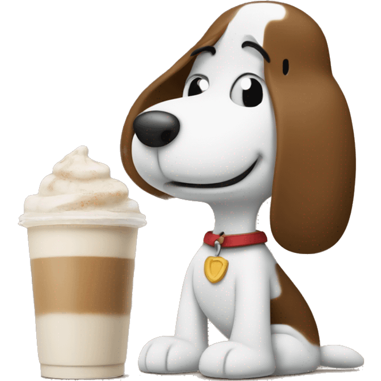 Snoopy with coffee frappe  emoji