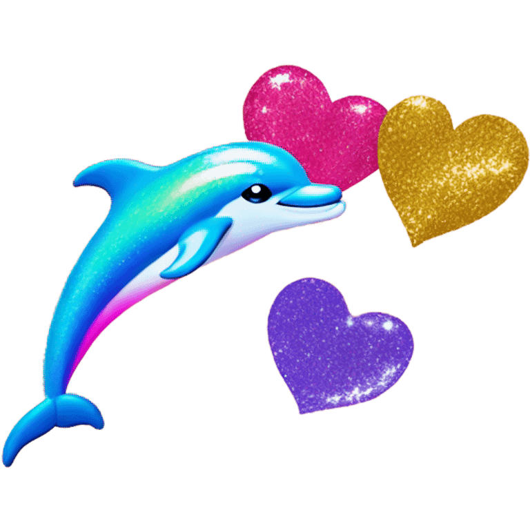 Lisa frank glitter dolphins and a heart emoji