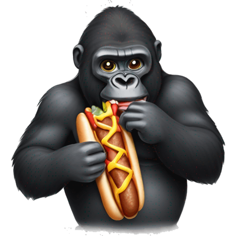 Gorilla eating hotdog  emoji