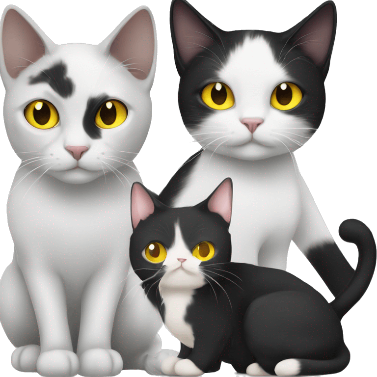 Male Black and white cat with yellow eyes & female black cat with yellow eyes  emoji