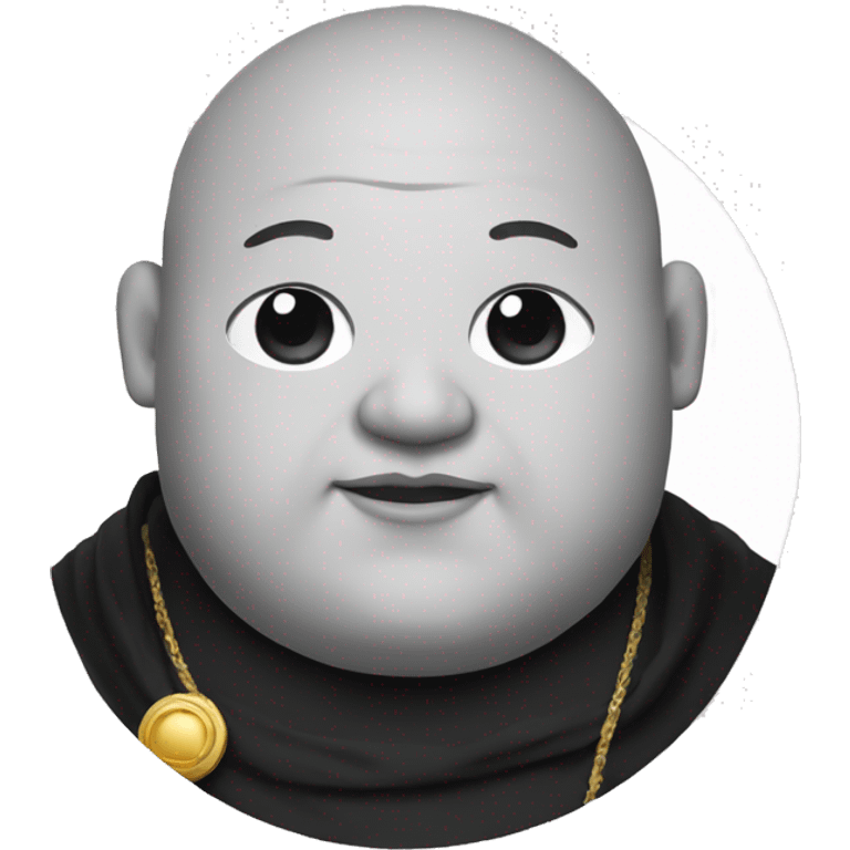 fat monk in black and white robe with halo emoji