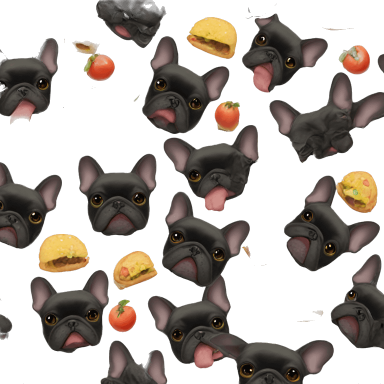 Black frenchie with food all over his face emoji