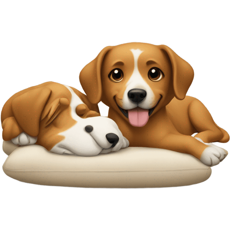 dog lounging with another dog emoji