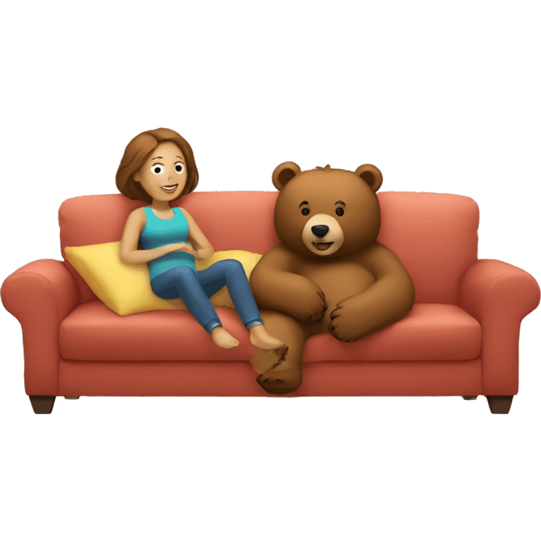 bears around a woman on the couch emoji