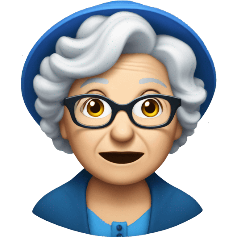 smart granny witch with glasses and blue hat directing orchestra emoji