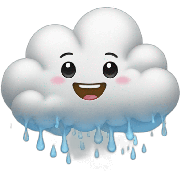 a cheerful cloud with rain emoji