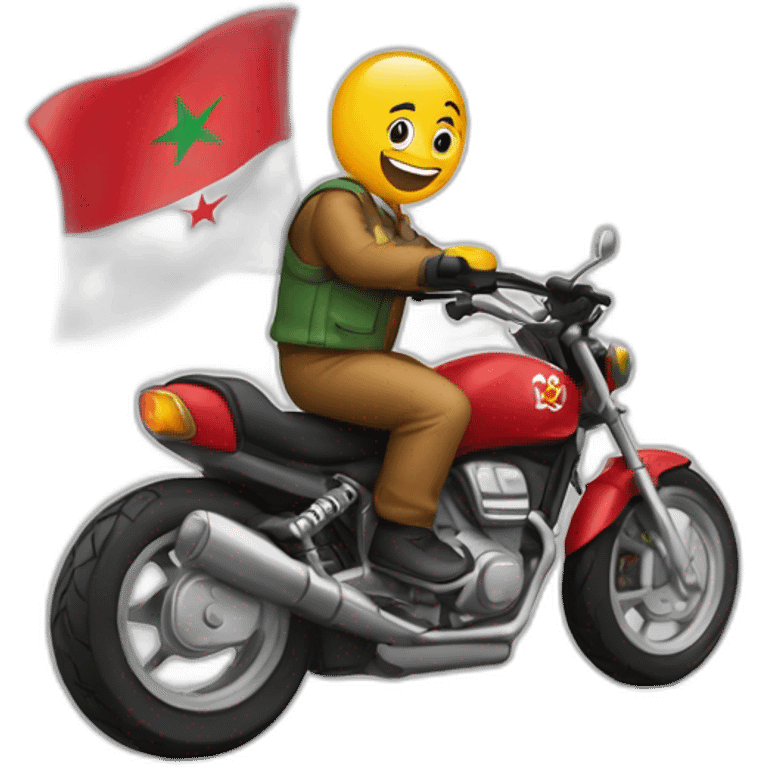 quelqu'un sur une moto avec le drapeau du Maroc derrière emoji