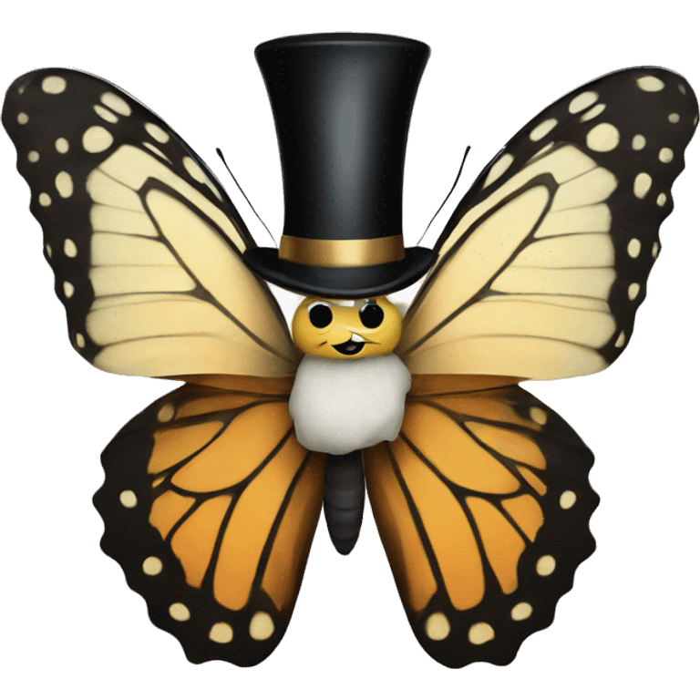 butterfly with a top hat emoji