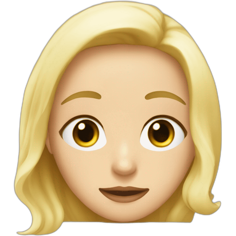 persona blanca mirando al sudeste rubia, ojos celestes emoji