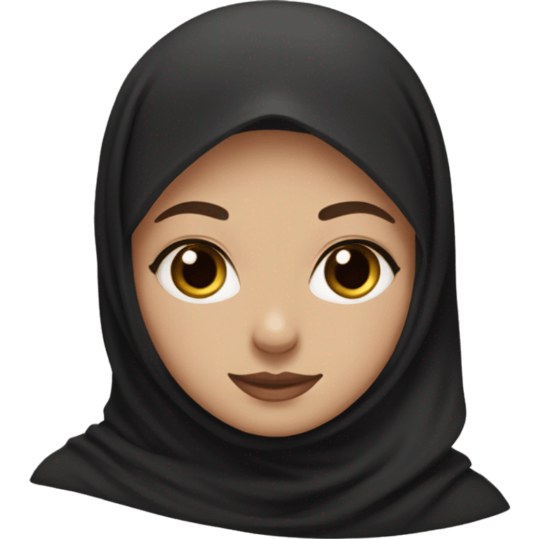 girl wearing black hijab that is white with light pink cheeks emoji