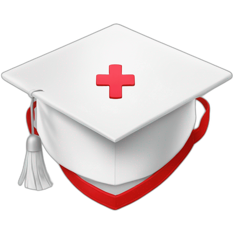 White Student cap with red medical cross  emoji