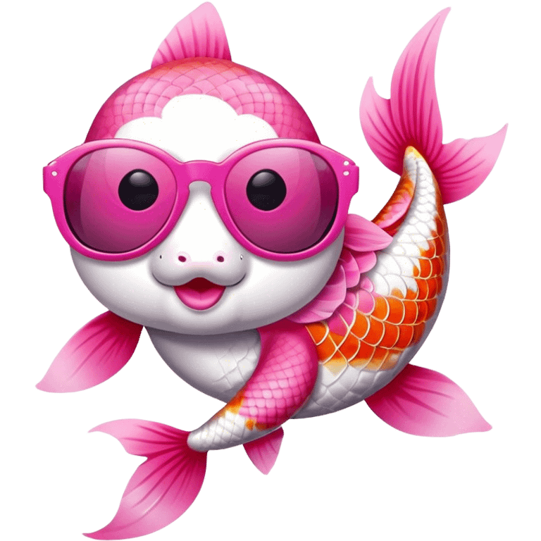 Pink Koi fish with sunglasses emoji