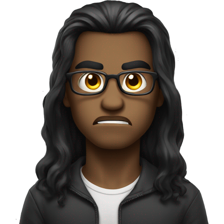 angry boy with glasses and long dark hair emoji