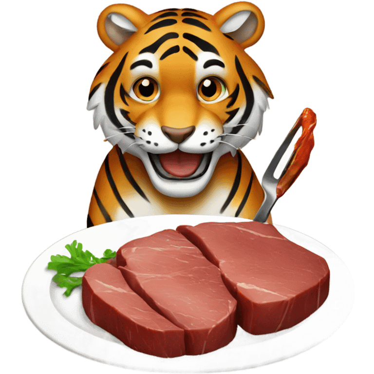 tiger eating steak emoji