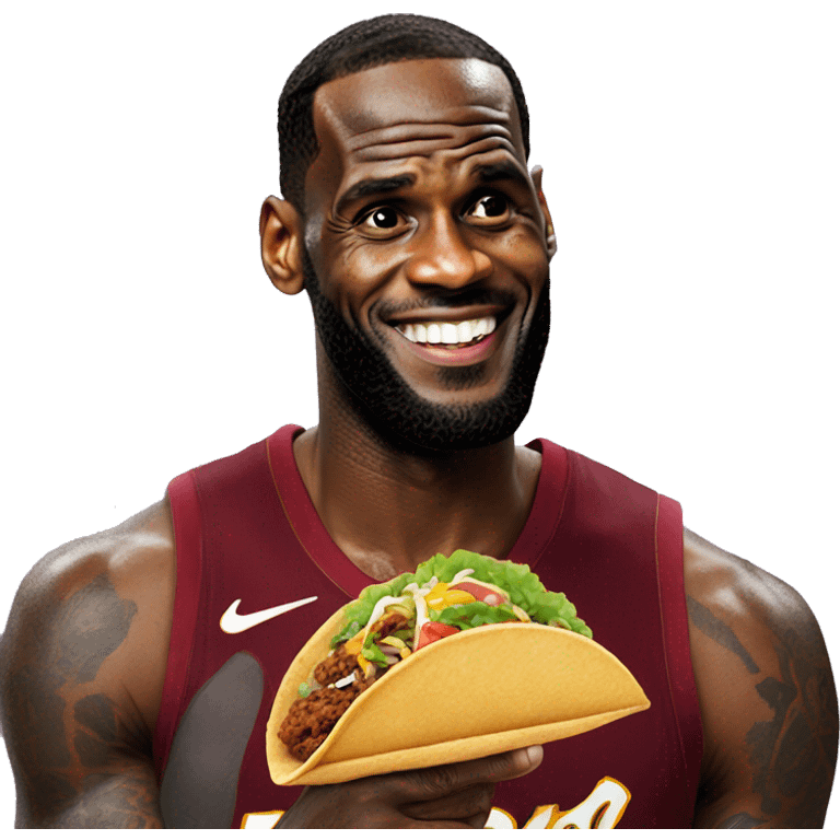 lebron holding a taco emoji