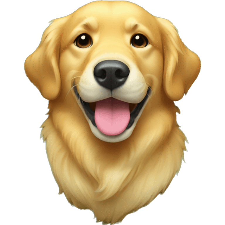 Golden retriever on its back, lying upside down in the grass, looking up  emoji