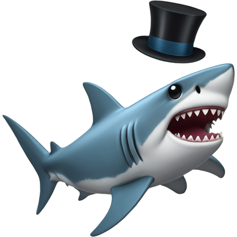 Shark with a top hat emoji