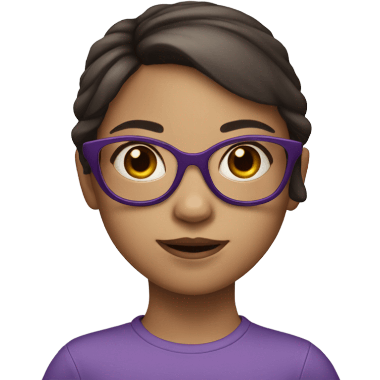 extra pale little girl in purple glasses and dark brown hair emoji