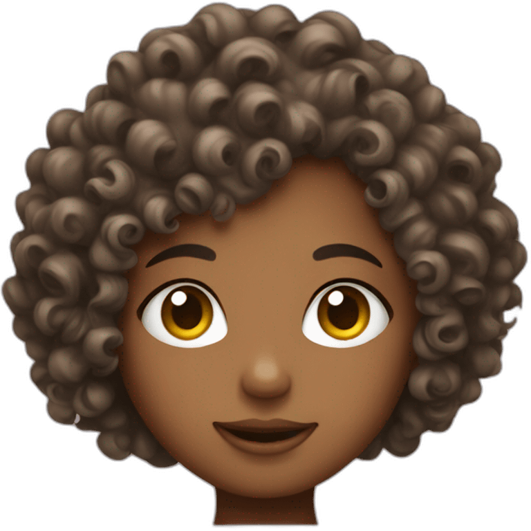 Curly girl with smartphone emoji